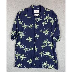 28 Palms Shirt Mens Large Blue Floral Hawaiian Button Up‎ Short Sleeve Tropical
